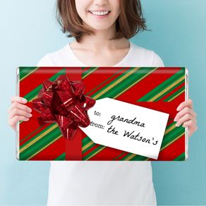 Personalized Christmas Wrapped Present Giant 5lb Hershey's Chocolate Bar