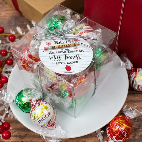 Personalized Christmas To an Amazing Teacher Lindor Truffles by Lindt Cube Gift