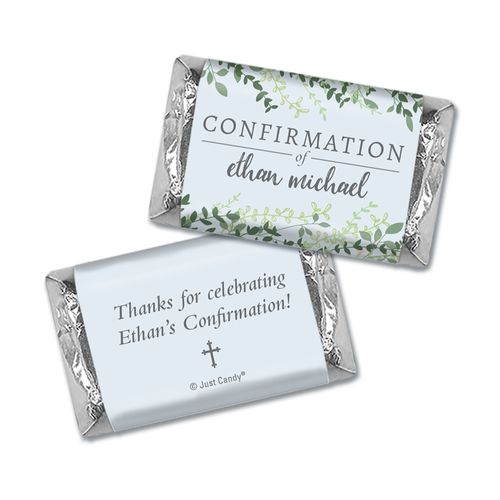 Personalized Green Leaves Confirmation Hershey's Miniatures