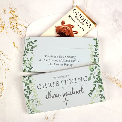 Deluxe Personalized Godiva Celebrating the Christening Chocolate Bar in Gift Box