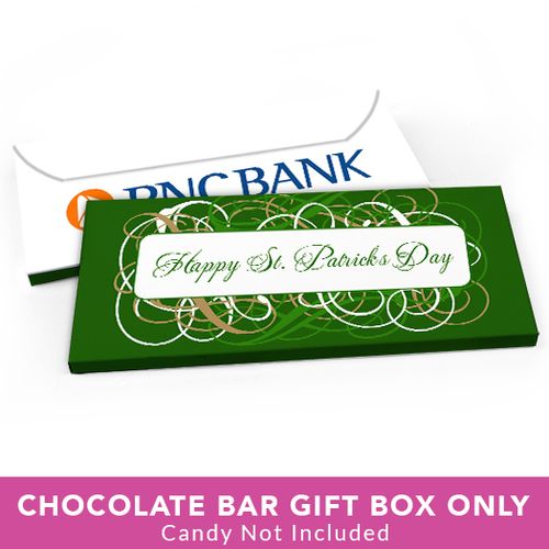 Deluxe Personalized St. Patrick's Day Swirls Candy Bar Favor Box