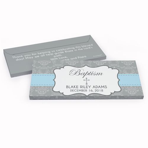 Deluxe Personalized Baptism Framed Cross Chocolate Bar in Gift Box