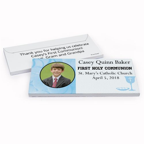 Deluxe Personalized First Communion Photo & Eucharist Chocolate Bar in Gift Box