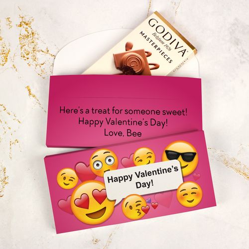 Deluxe Personalized Valentine's Day Emoji Godiva Chocolate Bar in Gift Box