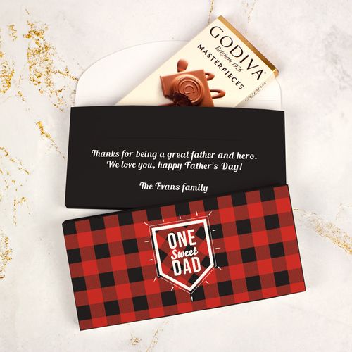Personalized Father's Day Plaid Dad Godiva Chocolate Bar in Gift Box