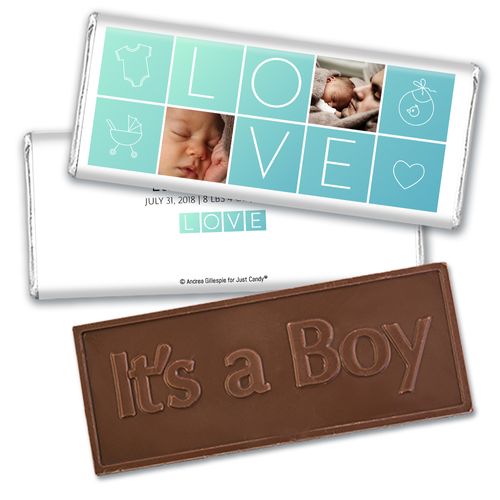 Personalized Boxes of Love Baby Boy Birth Announcement Hershey's Embossed Embossed Chocolate Bar & Wrapper