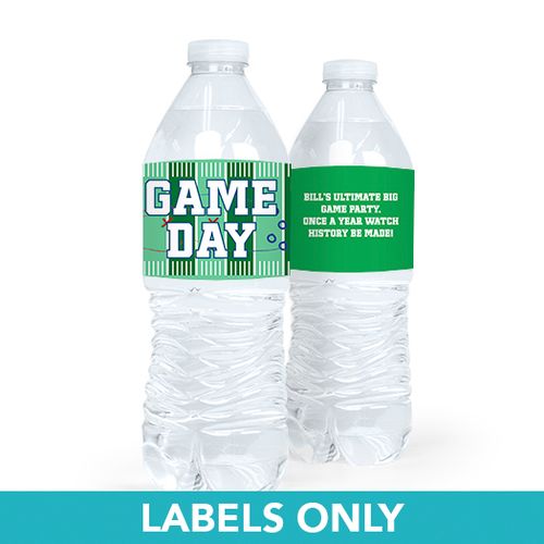 Personalized Football Party Themed Football Field Water Bottle Sticker Labels (5 Labels)