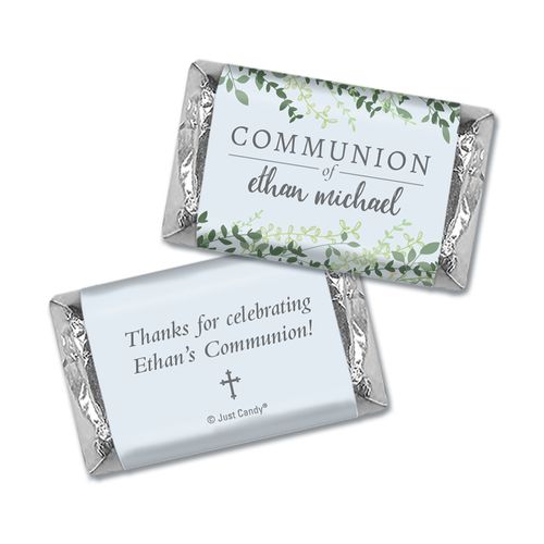 Personalized Green Leaves Communion Hershey's Miniatures