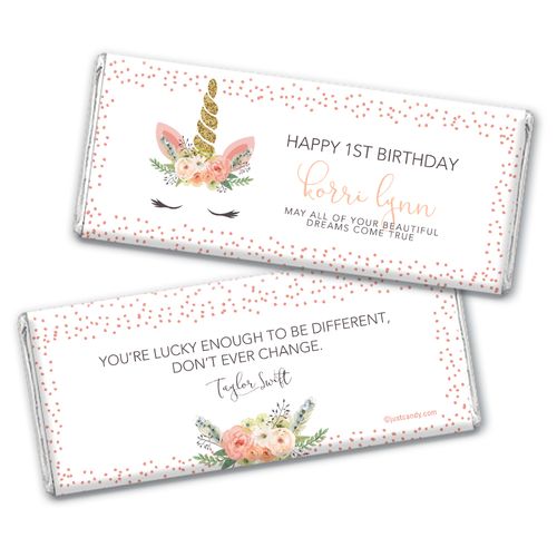 Personalized Birthday Whimsical Unicorn Chocolate Bar Wrappers