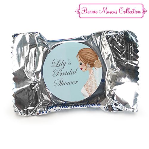 Personalized Bonnie Marcus Wedding Vintage Veil Brunette York Peppermint Patties - pack of 70