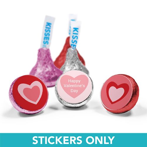 Valentine's Day 3/4" Sticker Pink Hearts (108 Stickers)