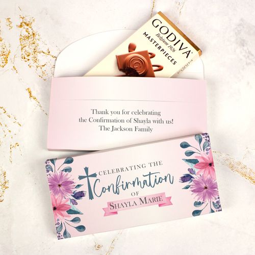 Deluxe Personalized Godiva Celebrating Confirmation Chocolate Bar in Gift Box