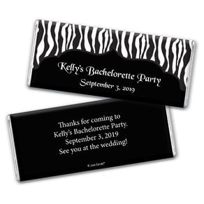 Bachelorette Party Favor Personalized Chocolate Bar Zebra Stripes