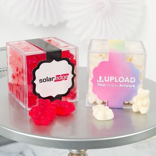 Personalized Business Add Your Logo JUST CANDY® favor cube with Gummy Bears