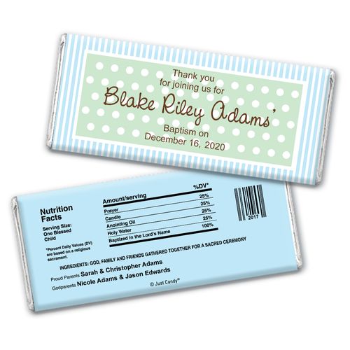 Baptism Personalized Chocolate Bar Wrappers Dots & Pinstripes