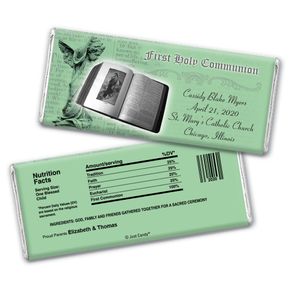 Communion Personalized Chocolate Bar Wrappers Bible & Angel