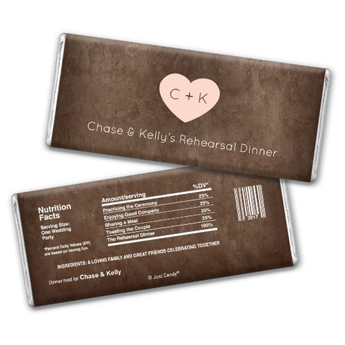 Rehearsal Dinner Personalized Chocolate Bar Monogrammed Heart
