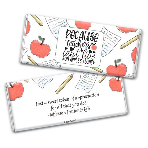 Personalized Teacher Appreciation Teacher's on Apples Chocolate Bar and Wrapper