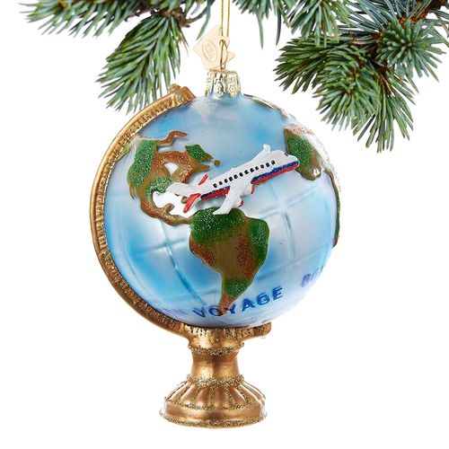 Travel Globe With Airplane Ornament