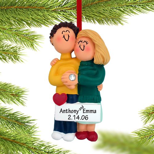 Engagement Couple Hugging Each Other Ornament