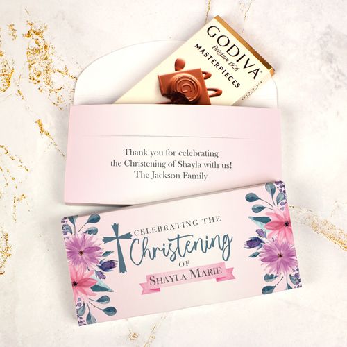Deluxe Personalized Godiva Celebrating Christening Chocolate Bar in Gift Box