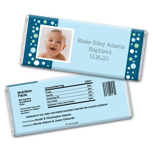 Baptism Personalized Chocolate Bar Wrappers Photo & Dots