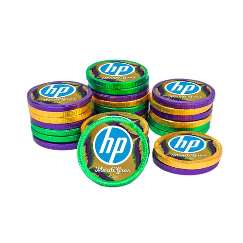 Personalized Mardi Gras Add Your Logo Chocolate Coins (84 Pack)