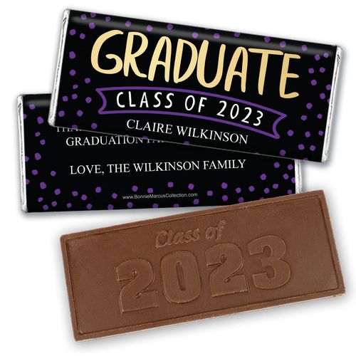 Personalized Bonnie Marcus Dots Graduation Embossed Chocolate Bar