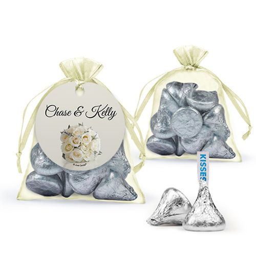 Personalized Rehearsal Dinner Favor Assembled Organza Bag with Hershey's Kisses