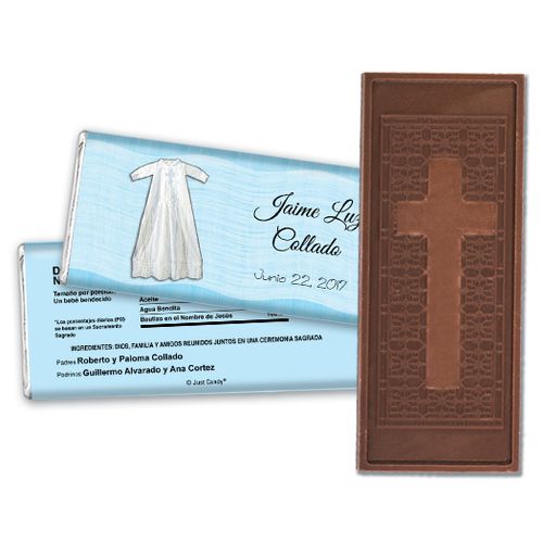 Baptism Personalized Embossed Cross Chocolate Bar Vestido con la Fe