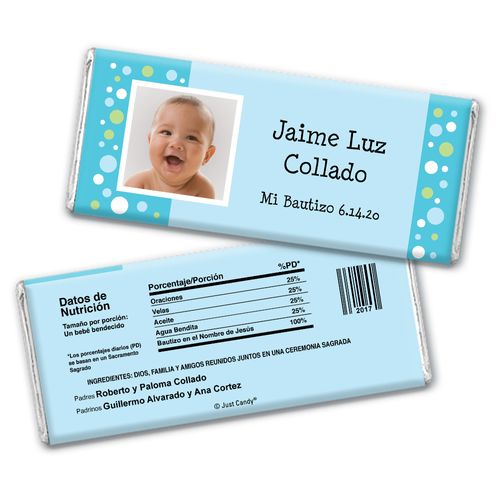 Baptism Personalized Chocolate Bar Wrappers Foto con Lunares