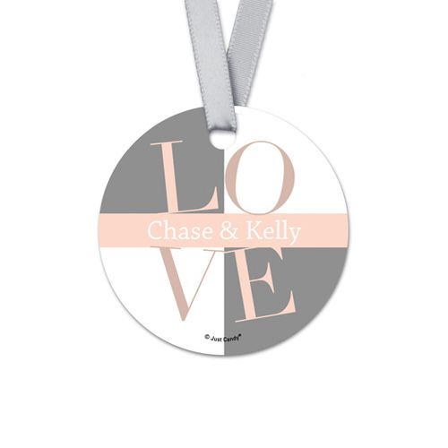 Personalized Round Pop Art Love Bridal Shower Favor Gift Tags (20 Pack)