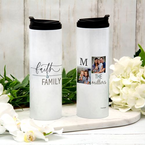 Personalized Faith and Family Stainless Steel Thermal Tumbler (16oz)