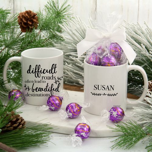 Personalized Difficult Roads 11oz Mug with Lindt Truffles