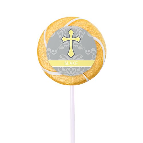Personalized Baptism Small Swirly Pop Framed Cross (24 Pack)