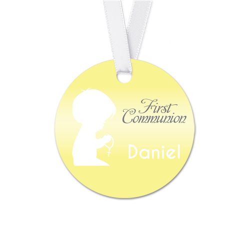 Personalized Round Child in Prayer Communion Favor Gift Tags (20 Pack)