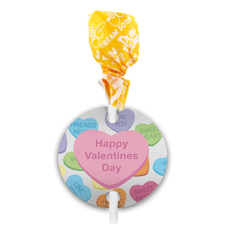 Conversation Hearts Happy Valentine's Day Dum Dums with Gift Tag (75 pops)