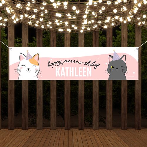 Personalized Kids Birthday Cats 5 Ft. Banner