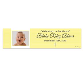 Personalized Girl Baptism Cross & Photo 5 Ft. Banner