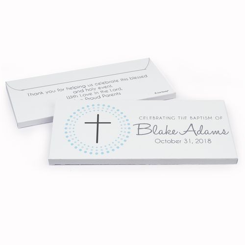 Deluxe Personalized Baptism Radiating Cross Chocolate Bar in Gift Box