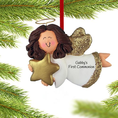 Communion Angel with Gold Star Girl Ornament
