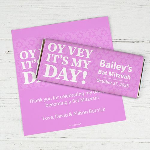 Personalized Oy Vey Bat Mitzvah Chocolate Bar Wrappers