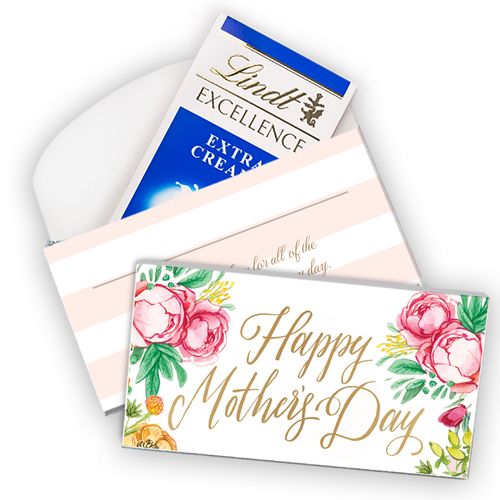 Deluxe Personalized Mother's Day - Flowers Lindt Chocolate Bars in Gift Box (3.5oz)