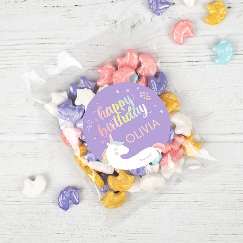 Personalized Unicorn Birthday Candy Bag - Rainbow Unicorn