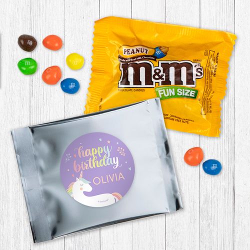 Personalized Unicorn Birthday Peanut M&Ms Favor - Rainbow Unicorn