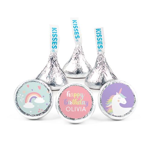 Personalized Unicorn Birthday 3/4" Stickers (108 Stickers) - Rainbow Unicorn