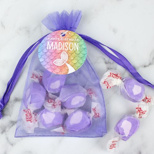 Personalized Mermaid Birthday Taffy Organza Bags Favor - Rainbow Mermaid Tails