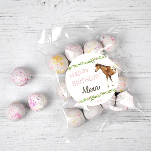 Personalized Horse Birthday Cookie Bite Candy Bag - Wild Horse