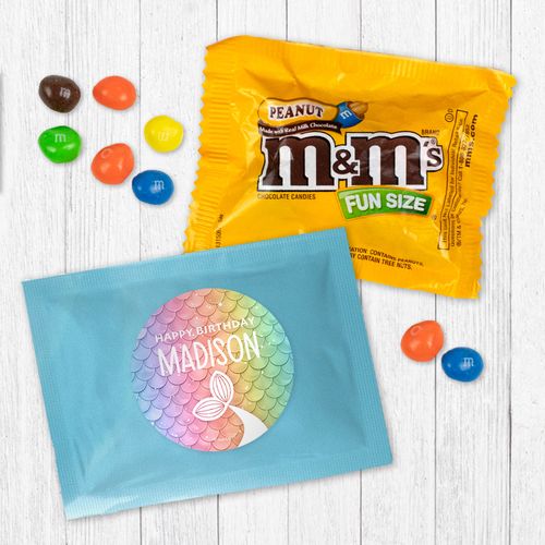 Personalized Mermaid Birthday Peanut M&Ms Favor - Rainbow Mermaid Tails