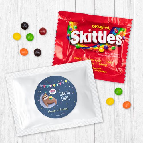 Personalized Party Sloth Birthday Skittles Favor